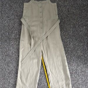 Everlane 100% Linen Long Sage Green Jumpsuit Womens Size 8